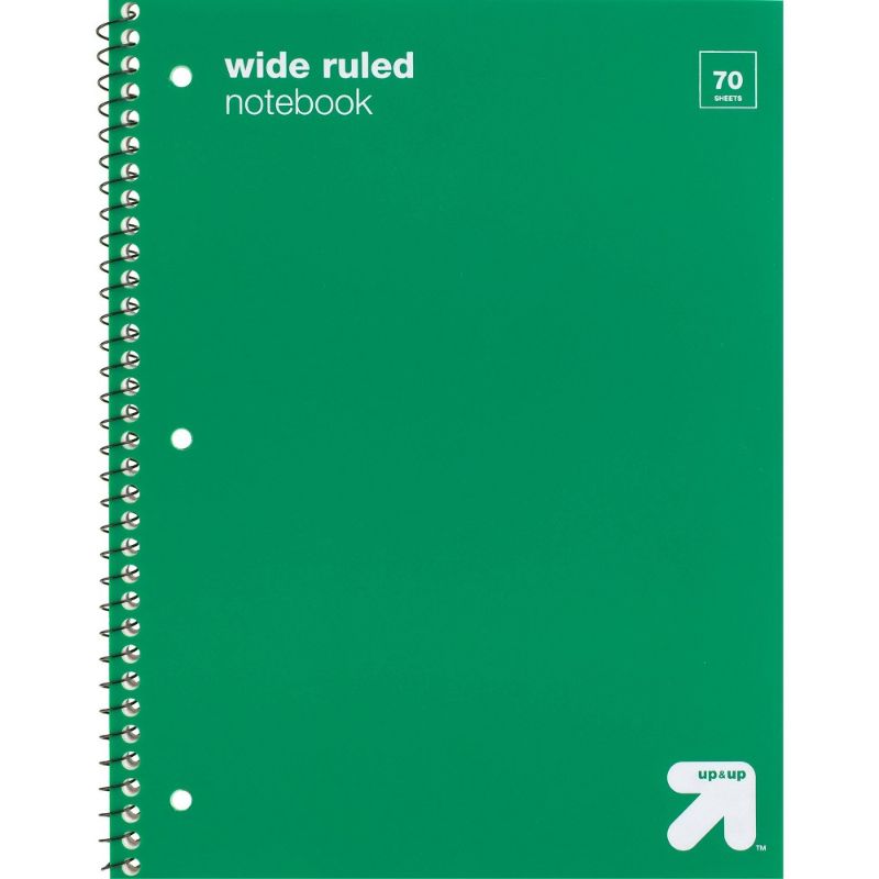 Photo 1 of [10 Pack] Wide Ruled Green 1 Subject Flexible Plastic Cover Spiral Notebook - up & up