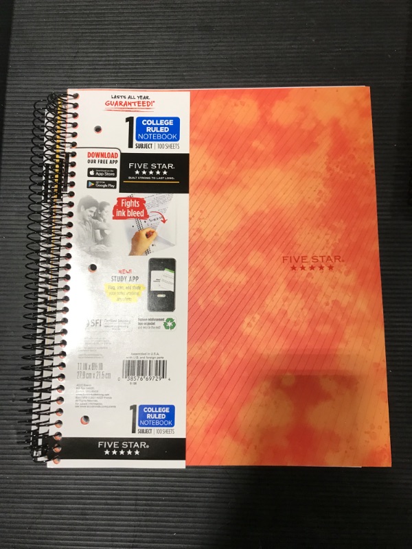 Photo 1 of [3 Pack] Five Star 1 Subject College Ruled Spiral Notebook [Colors Vary]