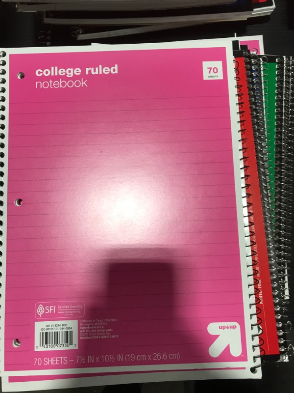 Photo 1 of [10 Pack] 1 Subject College Ruled Spiral Notebooks [Colors Vary]