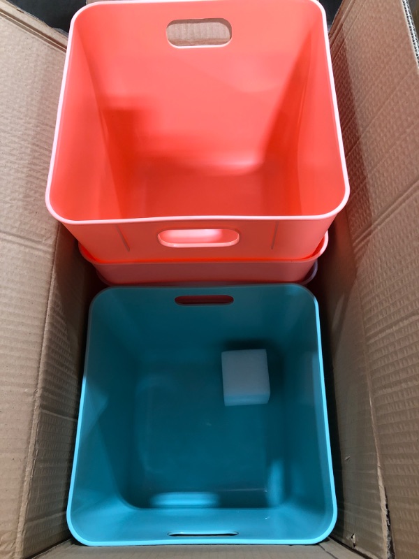 Photo 1 of 11" x 11" cube storage bins - 14 pack case