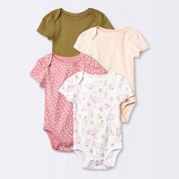 Photo 1 of Baby Girls' 4pk Prairie Floral Short Sleeve Bodysuit - Cloud Island™ Pink SIZE: 6-9 MONTHS