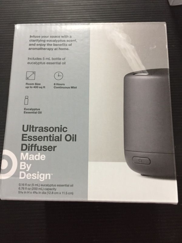Photo 2 of 200ml Ultrasonic Diffuser Gray plus 5ml Eucalyptus Essential Oil Kit - Made By Design