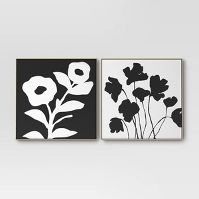 Photo 1 of 2pk 24" x 24" Floral Framed Wall Canvases - Threshold™