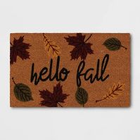 Photo 1 of 1'6"x2'6" 'Hello' Fall Leaves Doormat Natural - Threshold™

