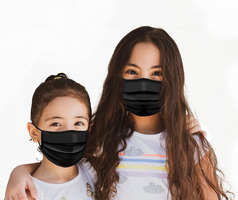 Photo 1 of 100pcs Kids Black Disposable Face Masks, Childrens Black Mask For Boys Girls Teens 