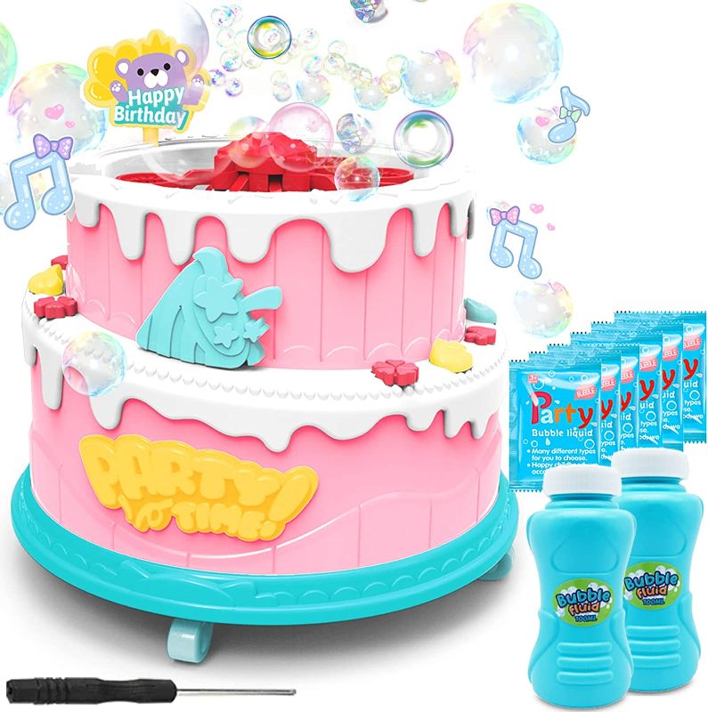 Photo 1 of Bubble Machine for Kids , Automatic Bubble Blower Machine with Solutions , Fan Bubble Maker with Lights and Music Summer Toys Outdoor for Toddlers 3 4 5 6 7 8 + Years Boys Girls Birthday Gift 