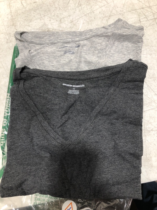 Photo 1 of Amazon Essentials Women's 2-Pack Classic-Fit Short-Sleeve V-Neck T-Shirt - Med