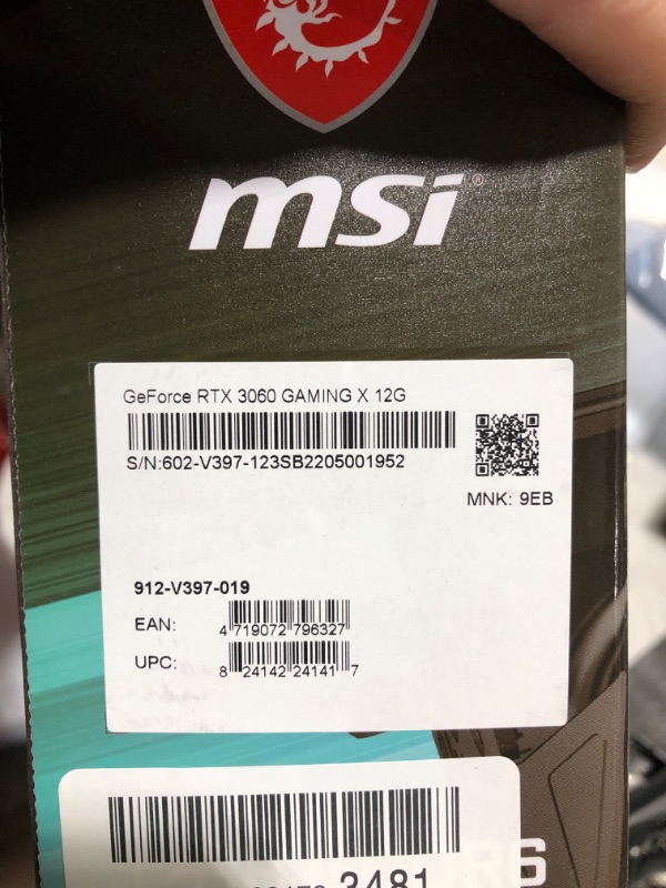 Photo 1 of MSI Gaming GeForce RTX 3060 12GB GDDR6 PCI Express 4.0 Video Card