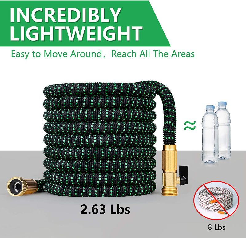 Photo 1 of 360Gadget Expandable and Flexible Garden Hose 50 ft Water Hose with 3/4" Brass Fittings and 8 Function Sprayer Nozzle, Retractable, Kink Free, Collapsible, Lightweight Hose for Outdoors
