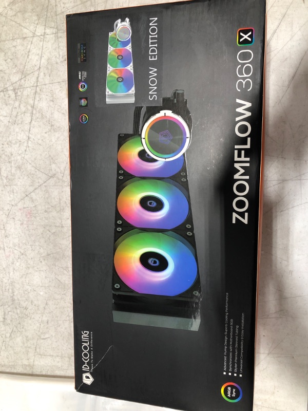 Photo 2 of ID-COOLING ZOOMFLOW 360X Snow CPU Water Cooler 5V Addressable RGB AIO Cooler 360mm CPU Liquid Cooler 3X120mm RGB Fan