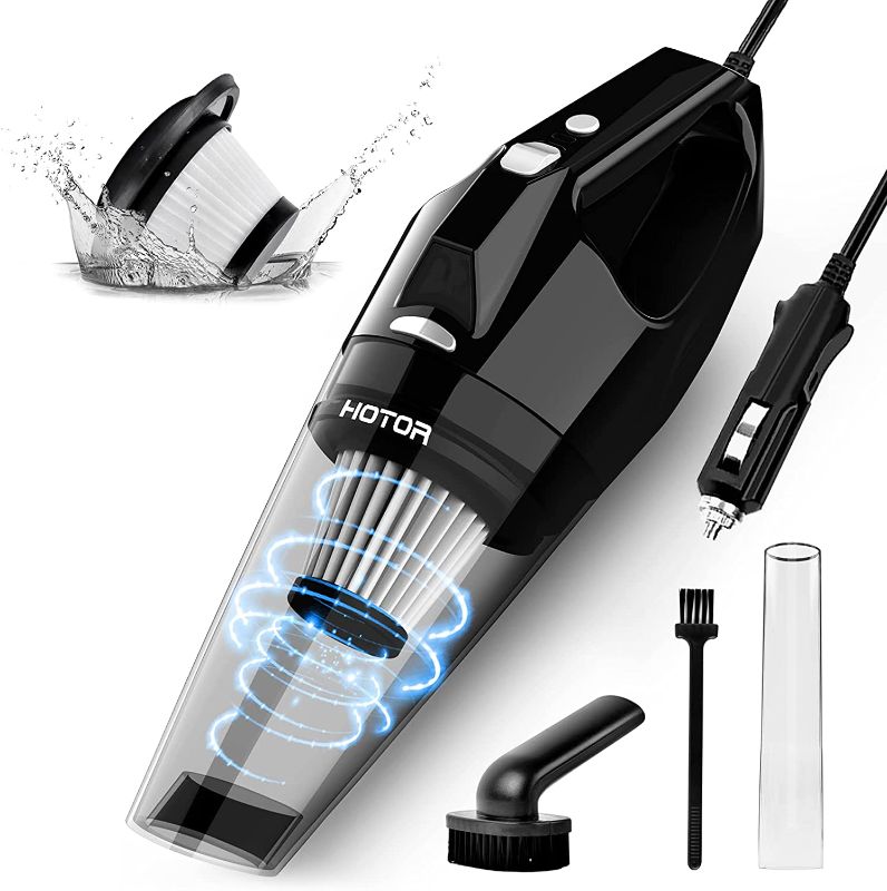 Photo 1 of HOTOR Car Vacuum Cleaner Handheld, Powerful Mini Vacuum & Portable Car Accessory, Well-Equipped Car Cleaning Kit, Car Vacuum Cleaner with Double Filtration System, Long Power Cord & LED Lights Sliver 