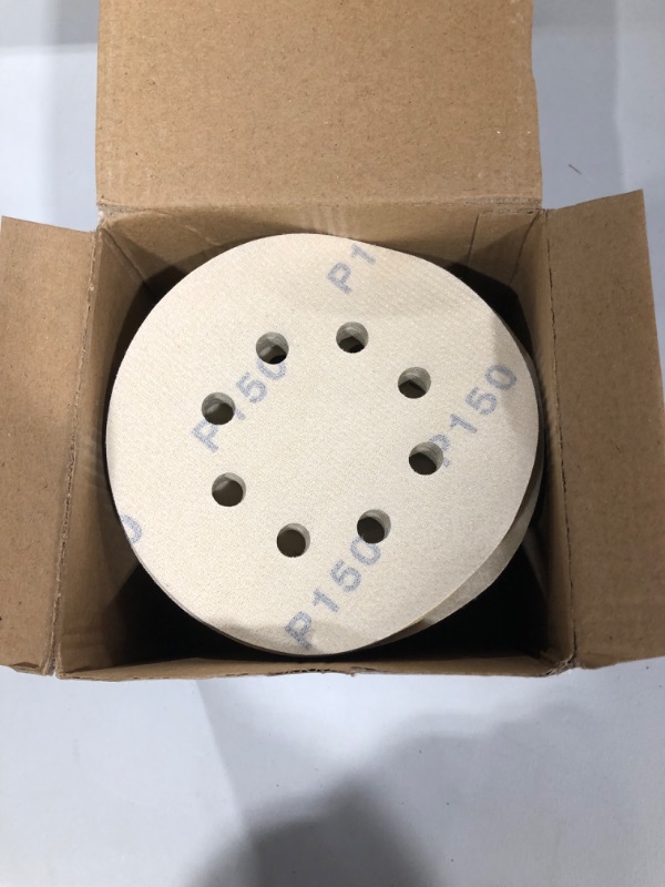 Photo 2 of 5-Inch 8-Hole Hook and Loop Sanding Discs 150-Grit Random Orbit Sandpaper