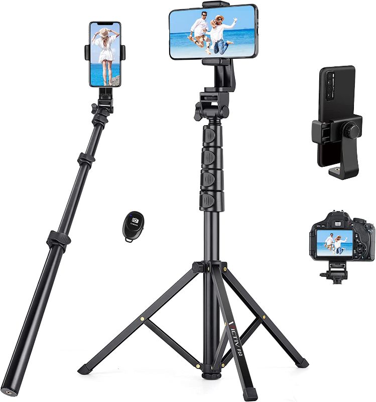 Photo 1 of 70 inch Phone Tripod, Extendable Selfie Stick Tripod with Remote, Portable Cell Phone Tripod Stand, Compatible with iPhone 14 13 12 11 Pro Max/Samsung/Android/Camera
