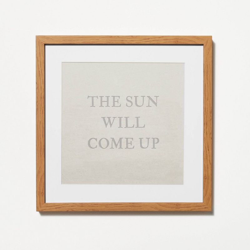 Photo 1 of 12" X 12" the Sun Will Come up Framed Wall Art Cream - Threshold™ Designed with Studio McGee
