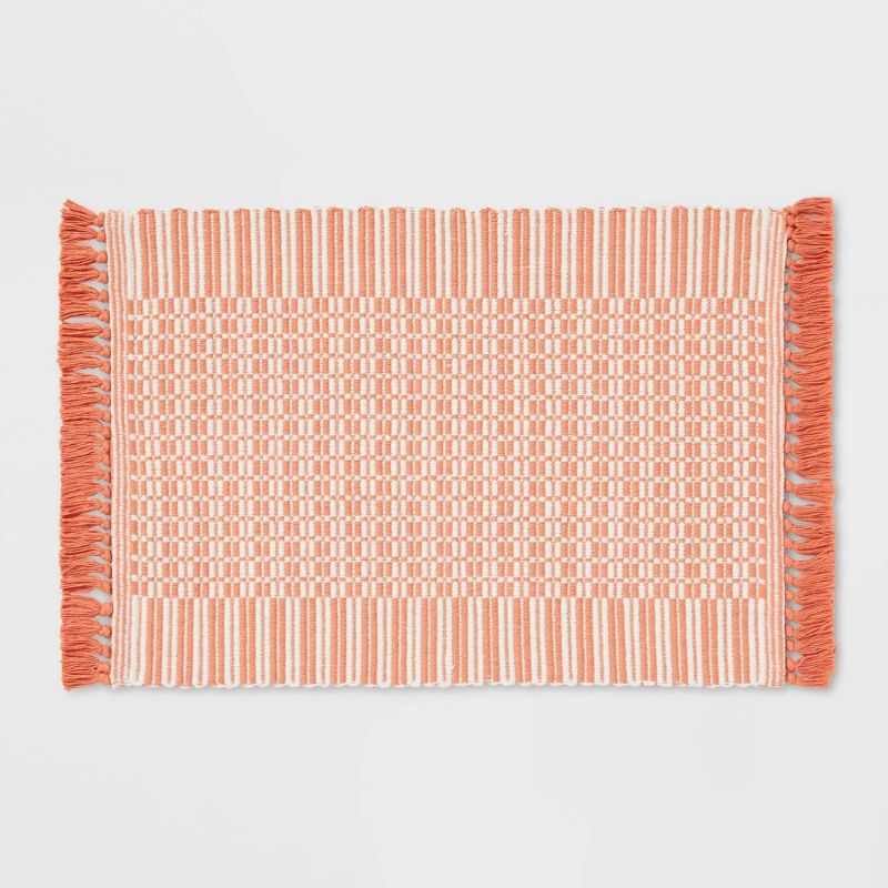 Photo 1 of 34 X 20 Variegated Stripe Rug Light Orange - Threshold
