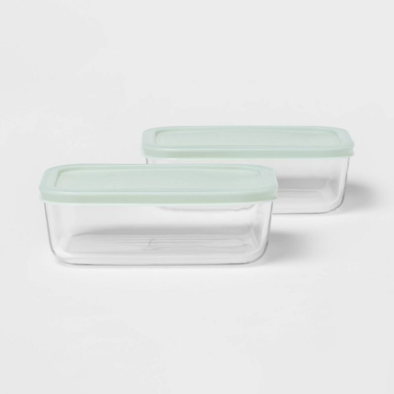 Photo 1 of 4 Cup 2pk Rectangular Glass Food Storage Container Set - Room Essentials™
