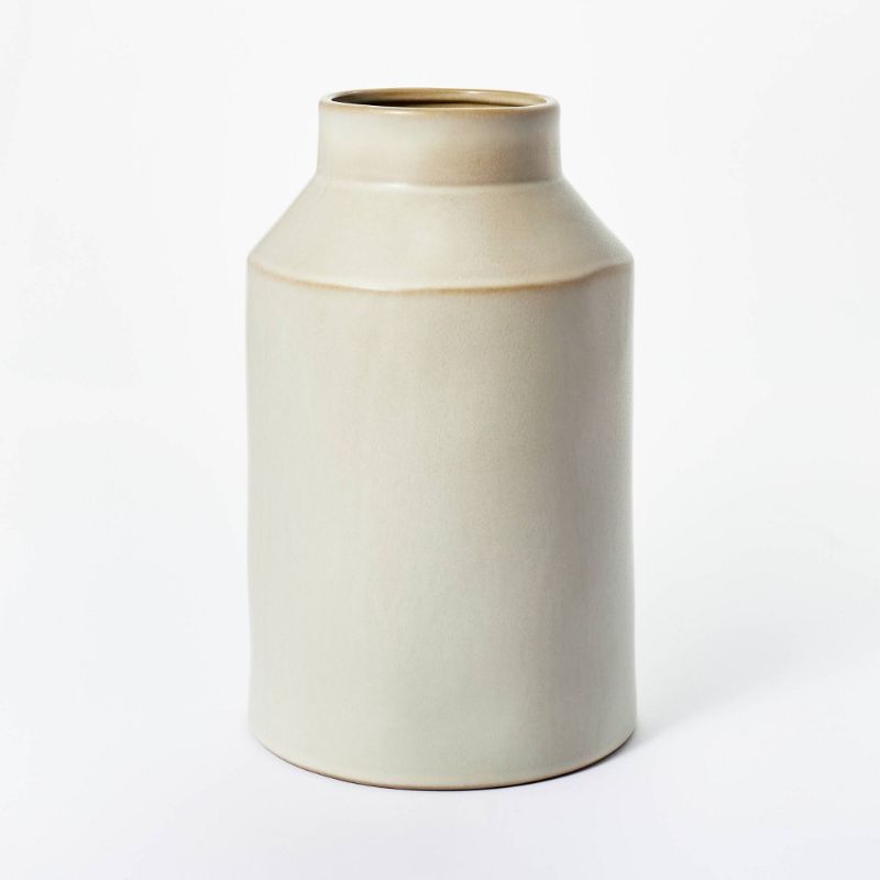 Photo 1 of 10" X 6" Carved Ceramic Vase Gray - Threshold™ Designed with Studio McGee
