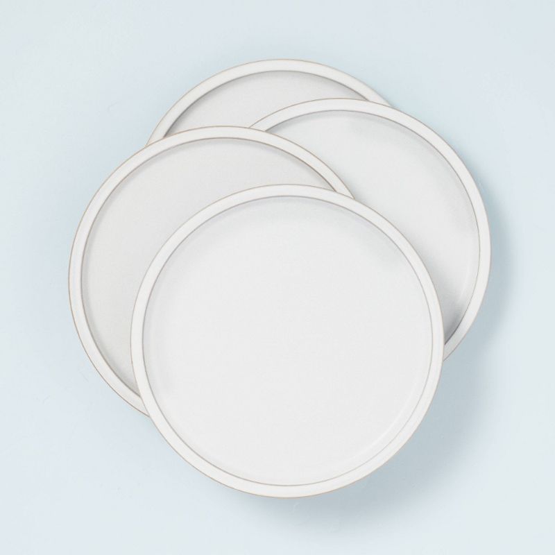 Photo 1 of 4pk Modern Rim Stoneware Dinner Plate Set Matte - Hearth & Hand™ with Magnolia
