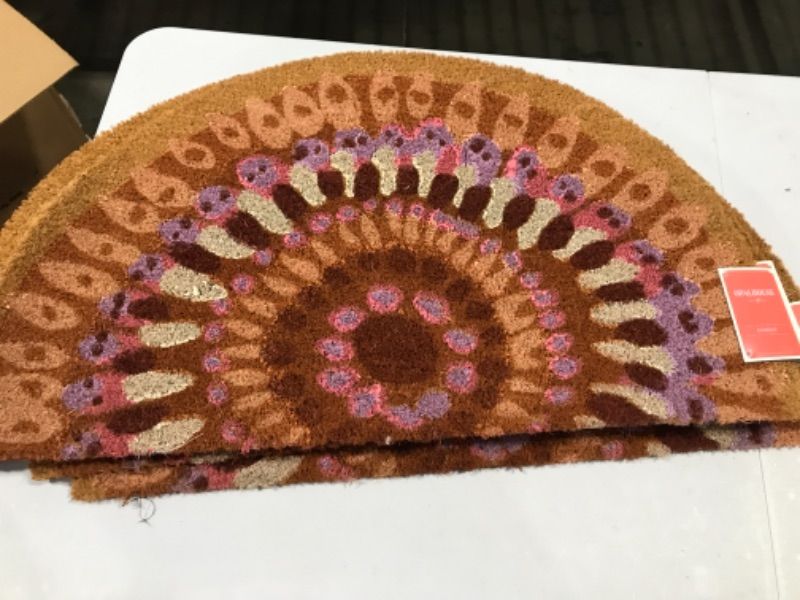 Photo 1 of 1'6" x 2'6" Outdoor Half-Circle Floral Door Mat Warm - Opalhouse™

