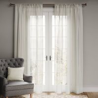 Photo 1 of 1pc 54"x84" Sheer Leno Weave Curtain Panel Cream - Threshold™

