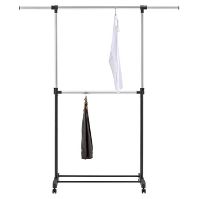 Photo 1 of Adjustable Double Rod Garment Rack Black - Room Essentials™

