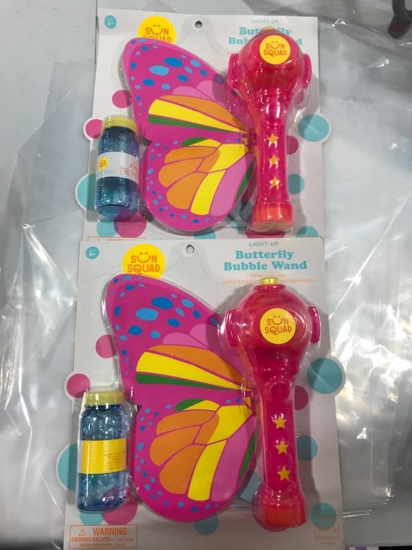 Photo 2 of BUNDLE OF 2 Light Up Butterfly Bubble Wand - Sun Squad