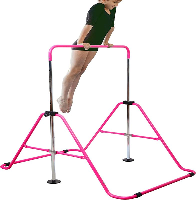 Photo 1 of RELIANCER Expandable Gymnastics Bars Junior Training Bar Adjustable Height Gymnastic Horizontal Bars Children Folding Training Monkey Bars Child Gym Climbing Tower Kip Balance Bar for Kids Gymnasts
