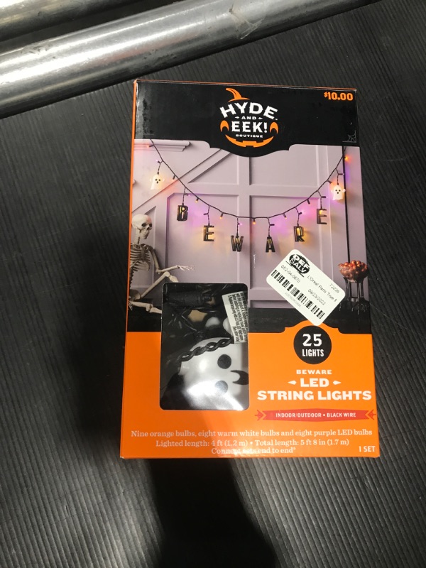 Photo 2 of 25ct LED Beware Halloween String Lights Orange/Purple - Hyde  EEK! Boutique