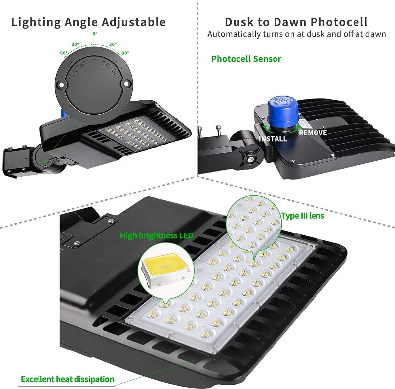 Photo 1 of 150W LED Parking Lot Light 21000LM (Eqv 600W HID/HPS) 5000K Slip Mount Dusk to Dawn LED Post Light, ETL Listed, IP65 Waterproof Outdoor Parking Lot/Sports Stadium Light, Pack of 4
