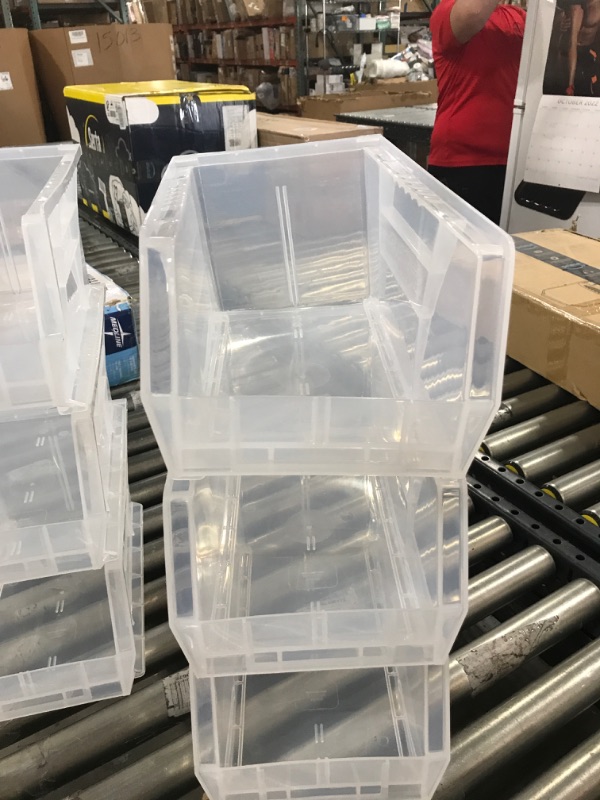 Photo 2 of AKRO-MILS Clear Shelf Bin, 23-5/8"L x 11-1/8"W x 6"H 4 PACK SOME CRACKING AND WARPING