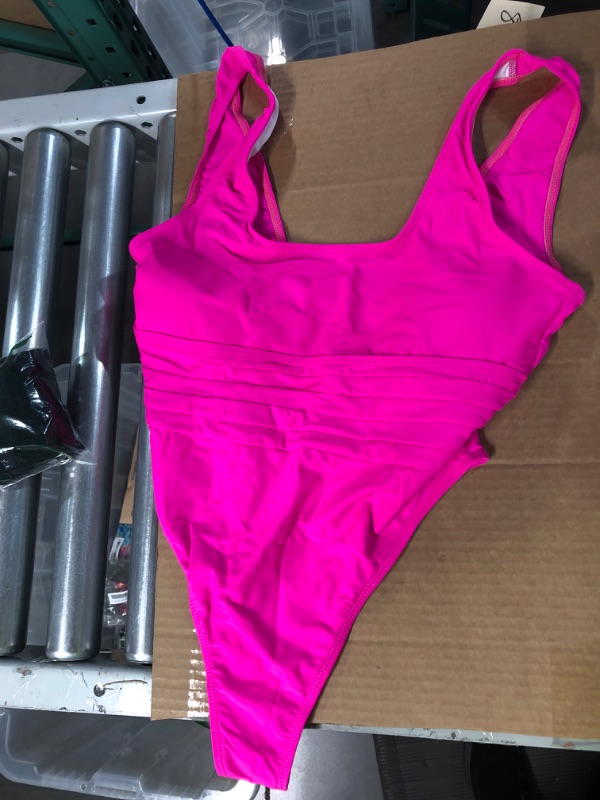 Photo 2 of Pink Ribbed One-Piece Bathing Suit