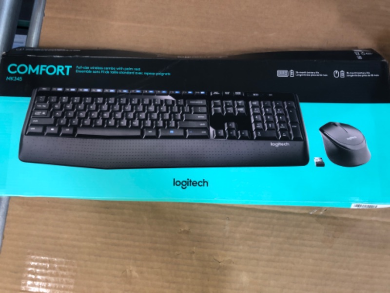 Photo 2 of Logitech MK345 Wireless Combo Full-Sized Keyboard with Palm Rest and Comfortable Right-Handed Mouse