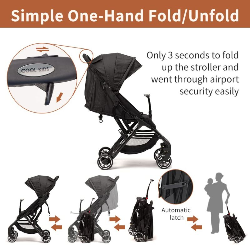 Photo 1 of **USED**  Munchkin Sparrow Lightweight Travel Stroller - Compact Travel Stroller for Airplane, One-Hand Folding Baby Stroller, Toddler Stroller w/Adjustable Backrest/Footrest/T-Shaped Bumper(Black)
