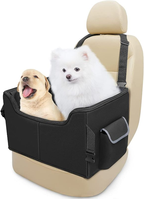 Photo 1 of INFANZIA Dog Car Booster Seat, Elevated Pet Car Seats for Medium or 2 Small Dogs with Storage Pockets, Washable Lookout Puppy Travel Car Seat with Safety Leash for Front Back Seats
