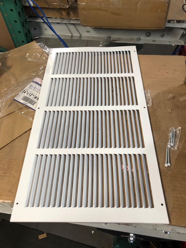 Photo 2 of 24"W x 12"H [Duct Opening Size] Steel Return Air Grille (AGC Series) Vent Cover Grill for Sidewall and Ceiling, White
