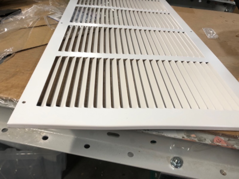 Photo 3 of 24"W x 12"H [Duct Opening Size] Steel Return Air Grille (AGC Series) Vent Cover Grill for Sidewall and Ceiling, White
