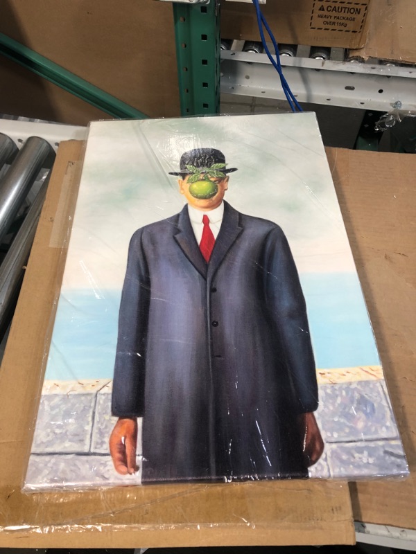 Photo 2 of Decor Well Rene Magritte Oil Painting Replica - The Son of Man, Canvas Print Wall Art, Ready to Hang