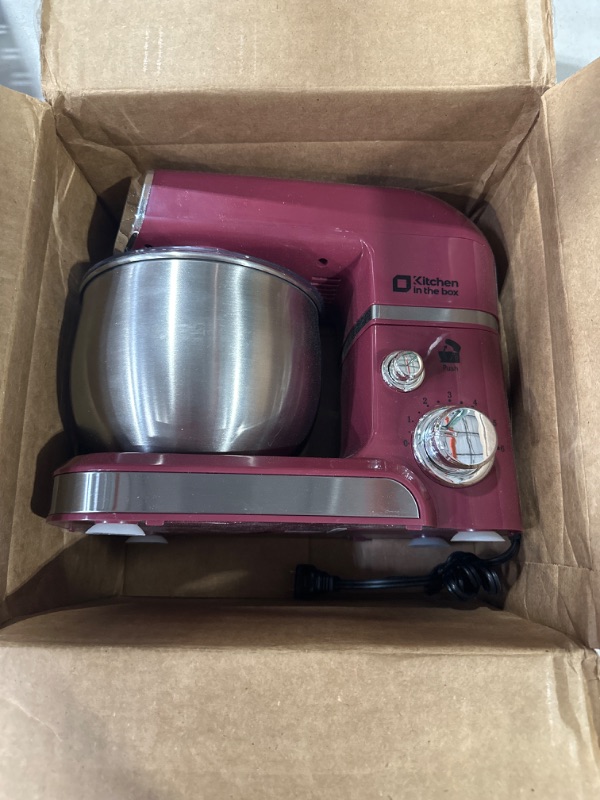 Photo 2 of *SEE NOTES* Kitchen in the box Stand Mixer, 3.2Qt Small Electric Food Mixer,6 Speeds, Purplish-Red