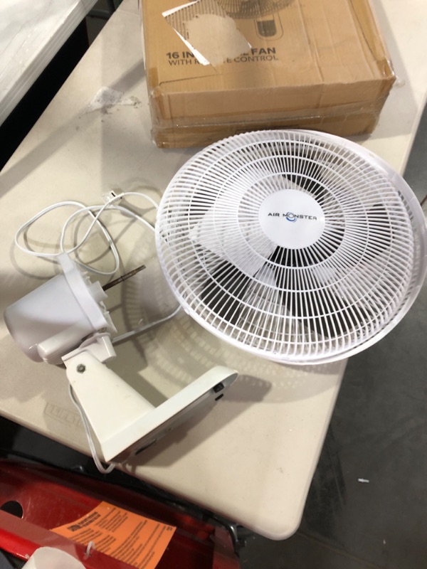 Photo 2 of *SEE NOTES* Air Monster 16 Inch Wall Mount Fan with Remote Control, 70 Degree Oscillating, White