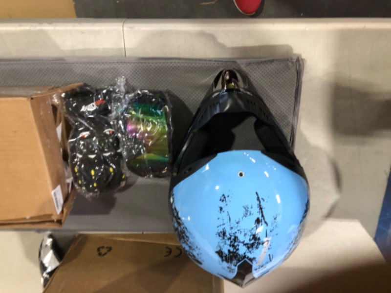 Photo 5 of *looks New* SanQing Motocross Helmet 4Pcs Set (BlackBlue, Large)