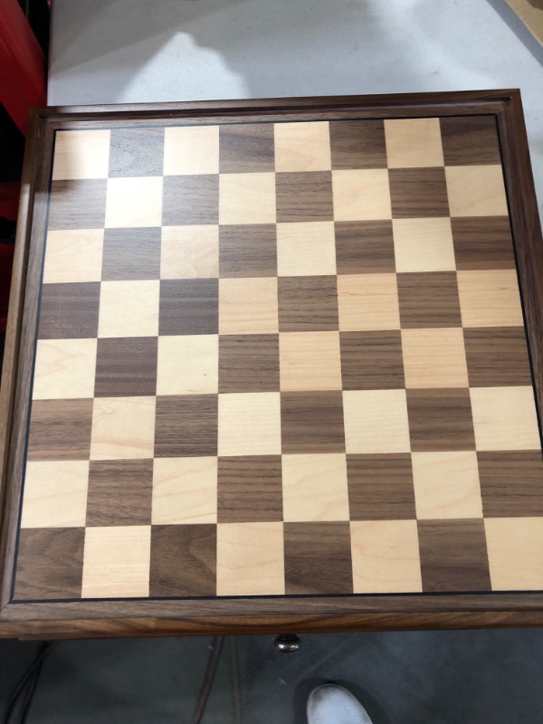 Photo 2 of A&A 15 inch Walnut Wooden Chess Sets w/ Storage Drawer / Triple Weighted Chess Pieces - 3.0 inch King Height/ Walnut Box w/Walnut & Maple Inlay / 2 Extra Queen / Classic 2 in 1 Board Games/ Chess Only Triple Weighted Pieces w/ Walnut Box