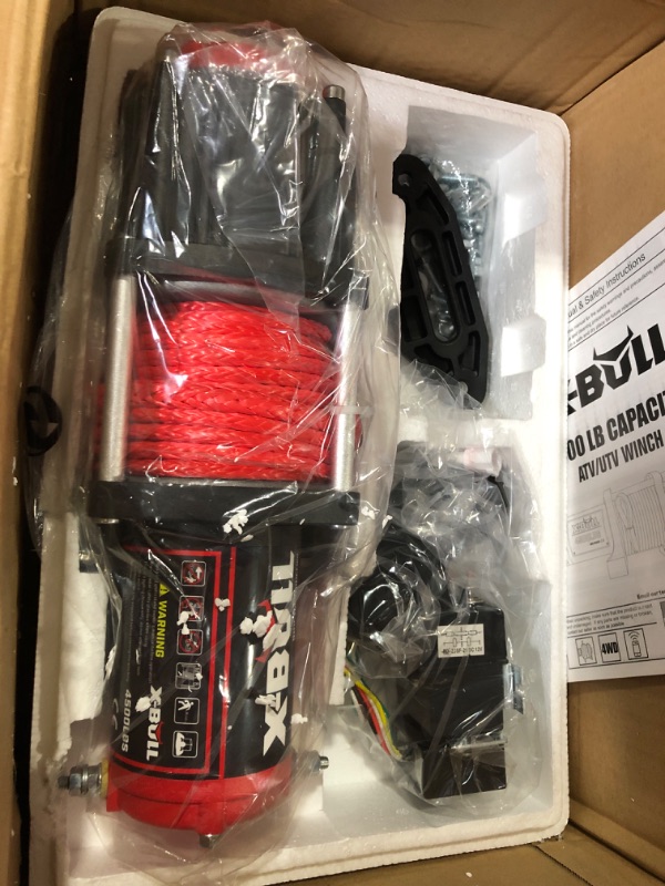 Photo 3 of X-BULL 4500 lbs Winch 12V Electric Winch Kits with Fairlead, ATV/UTV Winch with Waterproof Synthetic Rope Winch with Wireless Remotes and Mounting Bracket