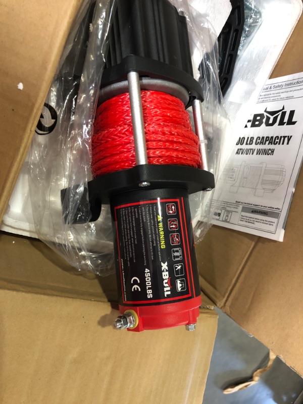 Photo 4 of X-BULL 4500 lbs Winch 12V Electric Winch Kits with Fairlead, ATV/UTV Winch with Waterproof Synthetic Rope Winch with Wireless Remotes and Mounting Bracket