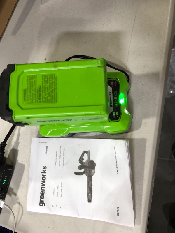 Photo 3 of (PARTS) Greenworks 40V 12" Chainsaw, 2.0Ah Battery and Charger Included (Gen 2)