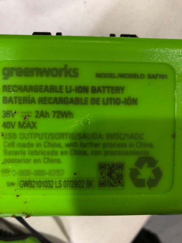 Photo 6 of (PARTS) Greenworks 40V 12" Chainsaw, 2.0Ah Battery and Charger Included (Gen 2)