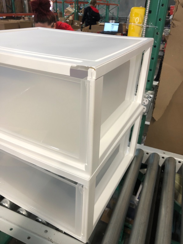 Photo 4 of (READ NOTES) IRIS USA 47 Quart Extra Large Stacking Storage Drawer, Plastic Drawer Organizer 2PACK White 47 Qt.