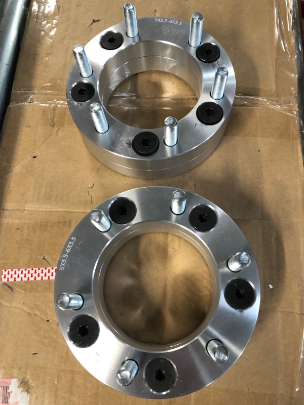 Photo 3 of 2Pcs 5x5.5" to 6x5.5" Wheel Adapters 2" Thick Spacers 1/2"x20 Studs 108mm CB Replacement for 2004-2010 Dodge Dakota /1971-1996 Ford Bronco /1973-1983 Jeep CJ5 /1976-1986 Jeep CJ7 / 2011-2016 Ram 1500