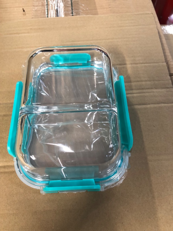 Photo 3 of [10-Pack,22 Oz]Glass Meal Prep Containers 2 Compartments, Airtight Glass Lunch Bento Boxes with Lids