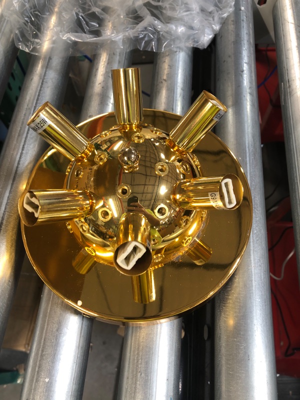 Photo 2 of **SEE NOTES** OKYSAI Modern Firework Chandelier 8-Light Crystal Sputnik, LED, Gold