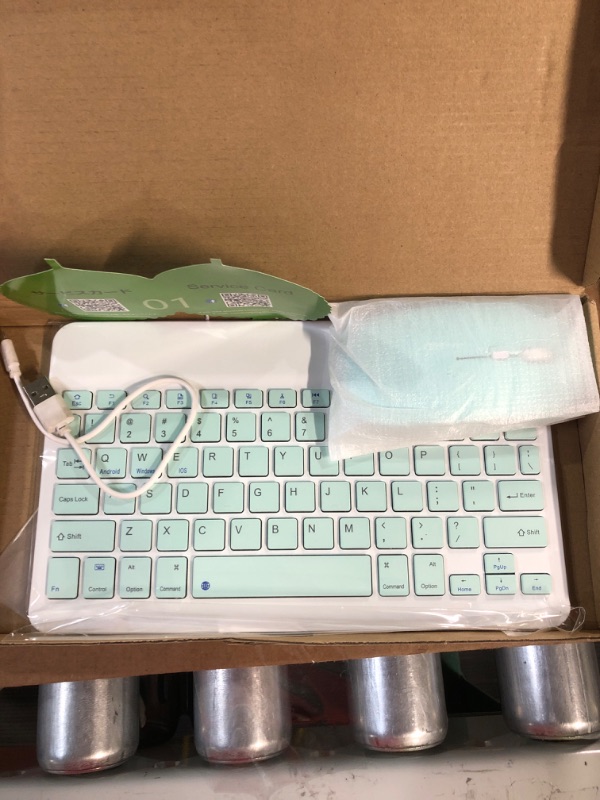 Photo 2 of Ultra-Slim Bluetooth Keyboard and Mouse Combo Rechargeable Portable Wireless Keyboard Mouse Set for Apple iPad iPhone iOS 13 and Above Samsung Tablet Phone Smartphone Android Windows (Green)